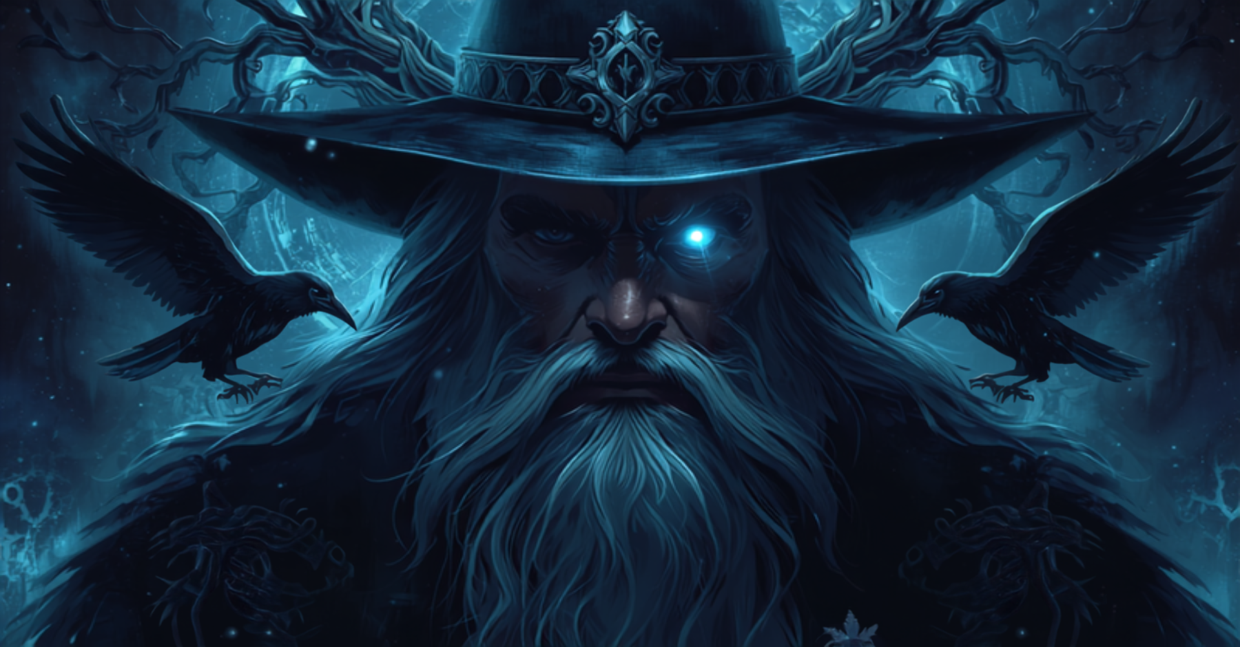 Ilustração simbólica do deus nórdico Odin, arquétipo da sabedoria