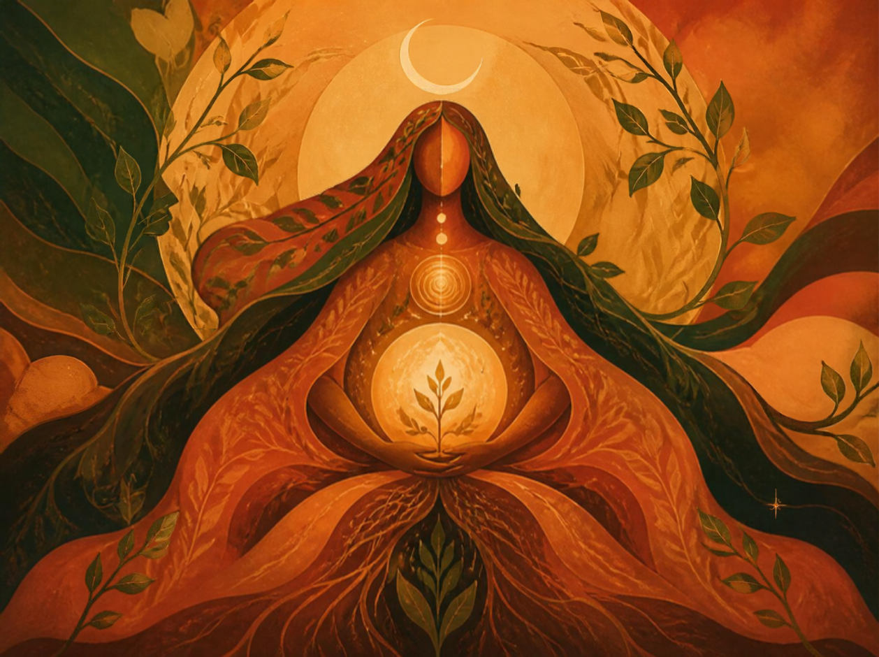 Ilustração original representando o Arquétipo da Mãe na psicologia junguiana
